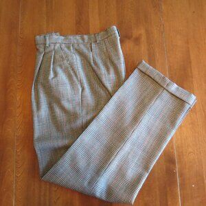 Rafaella Black & Cream Plaid Wool Dress Pants Pleated Front Lined Cuff Size 4P